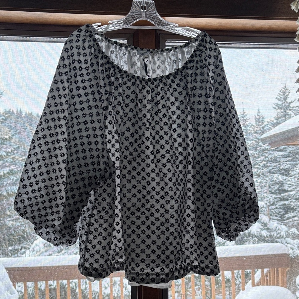 Calvin Klein Black and White Floral Blouse